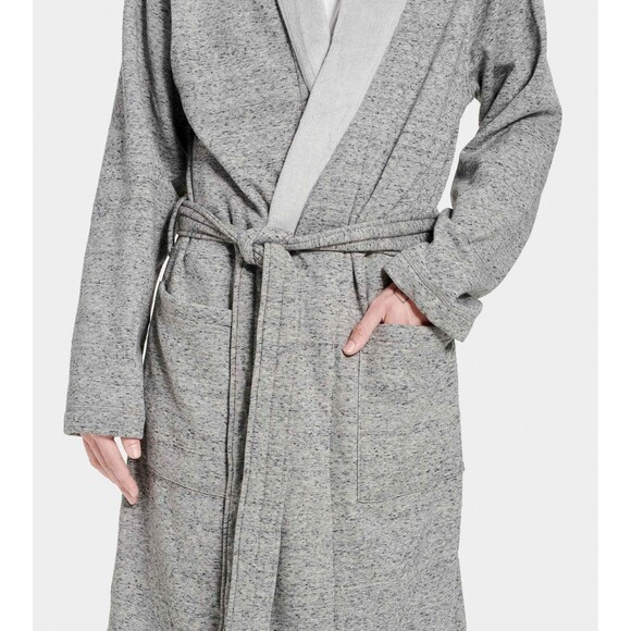 UGG‎ Robinson Men's Size XL/XXL Grey Heather Robe Cotton Fleece 1096932 NEW - Picture 4 of 9
